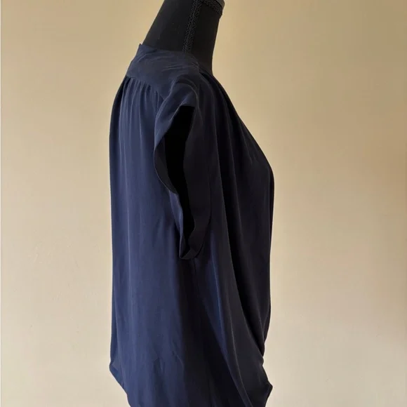 Halston Heritage Deep Blue Silk Draped Blouse - Picture 2 of 7